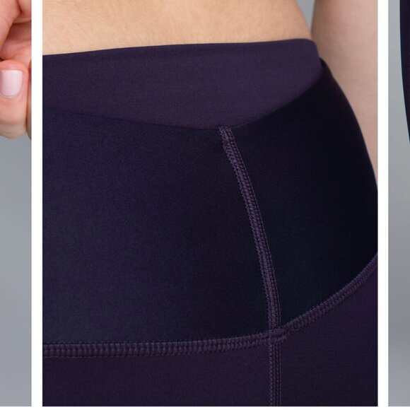 Lululemon Clip-In Crop Leggings 16" in Black Grape size 6 cycling biking - Picture 3 of 14